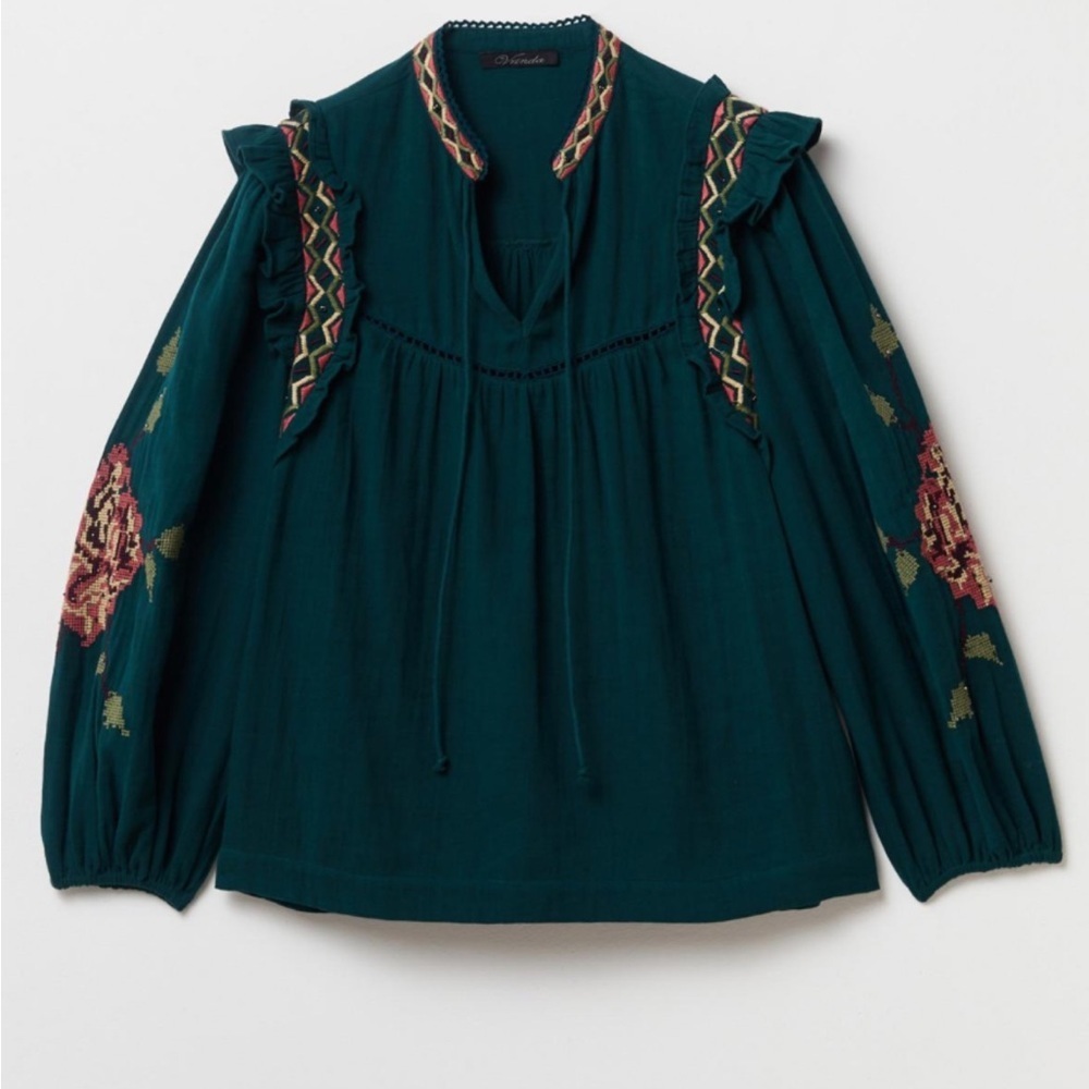 Sfera boho shabbychic cottagecore embroidered and beaded casual blouse